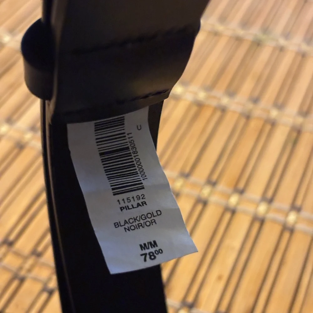 Aritzia Pillar Solid Brass Leather Belt in Black/Gold Size M - worn once
